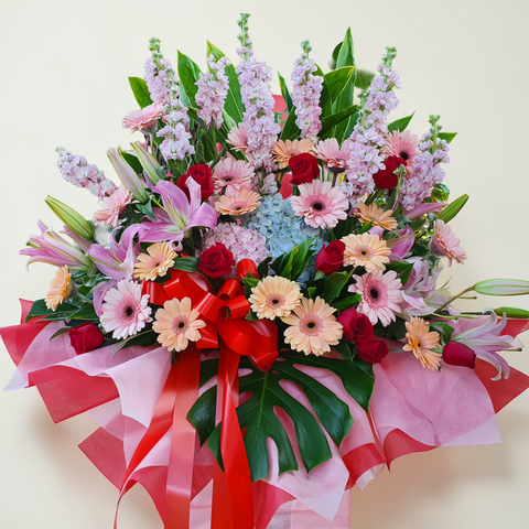 Radiant Ventures hydrangea, matthiola and lilies grand opening stand with delivery in Kuala Lumpur and Selangor