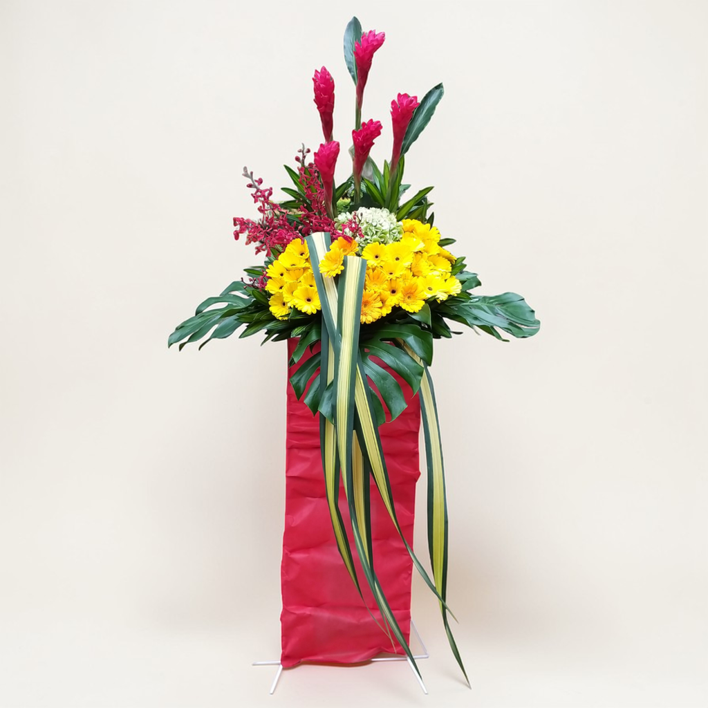 Golden Ventures hydrangea and ginger flower grand opening stand with delivery in Kuala Lumpur and Selangor