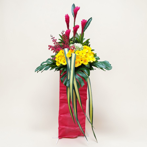 Golden Ventures hydrangea and ginger flower grand opening stand with delivery in Kuala Lumpur and Selangor