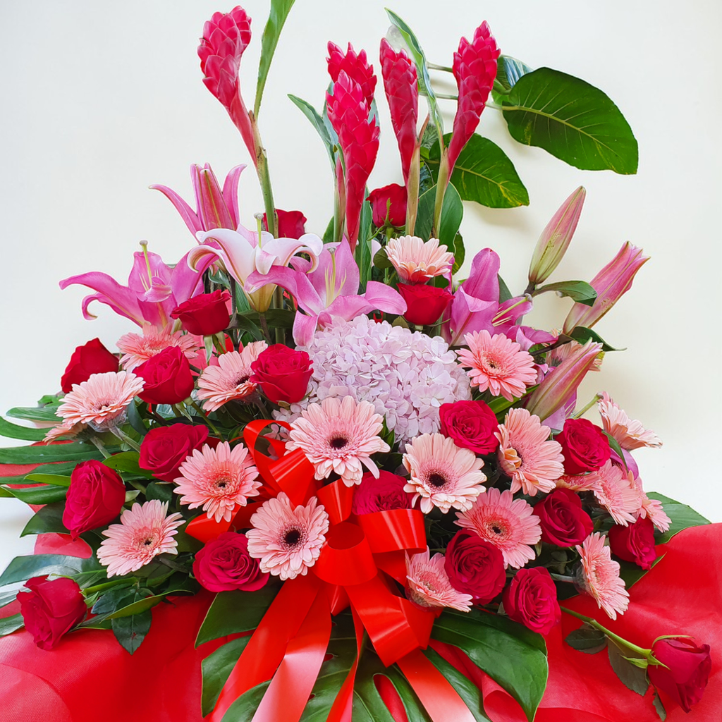 Prosperity Parade ginger flower and hydrangea grand opening stand with delivery in Kuala Lumpur and Selangor