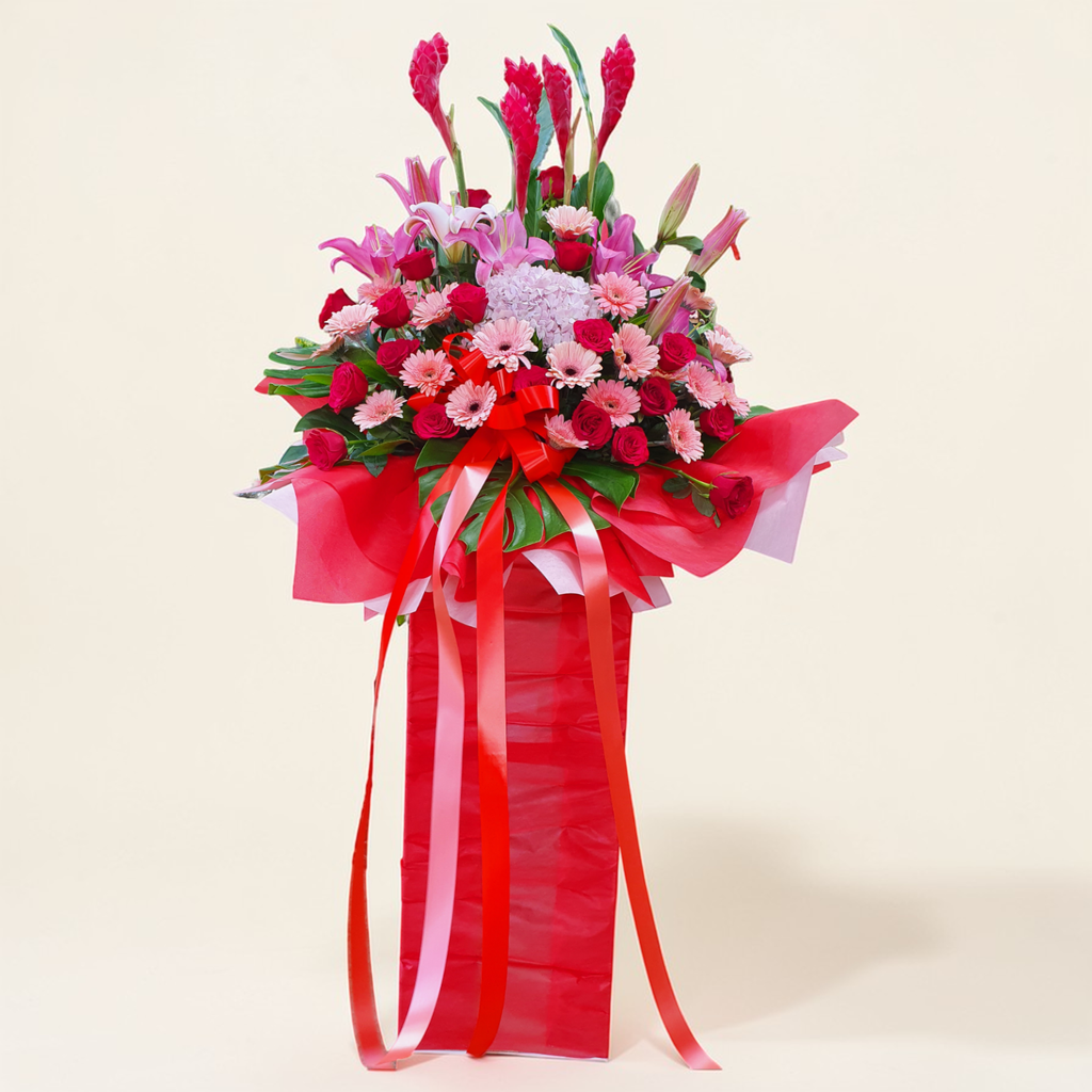 Prosperity Parade ginger flower and hydrangea grand opening stand with delivery in Kuala Lumpur and Selangor