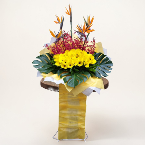 Bright Beginnings bird of paradise and orchid grand opening stand with delivery in Kuala Lumpur and Selangor
