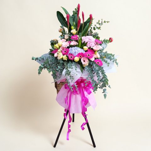 Prosperous Horizons hydrangea, ginger flower and eustoma grand opening stand with delivery in Kuala Lumpur and Selangor