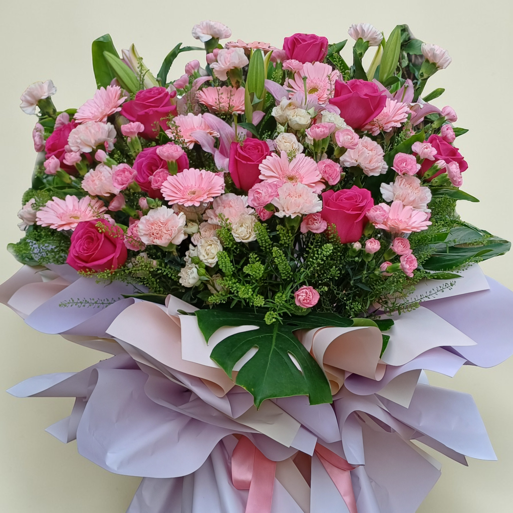 Everlasting Success lilies, rose and carnation grand opening stand with delivery in Kuala Lumpur and Selangor