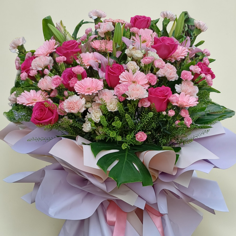 Everlasting Success lilies, rose and carnation grand opening stand with delivery in Kuala Lumpur and Selangor