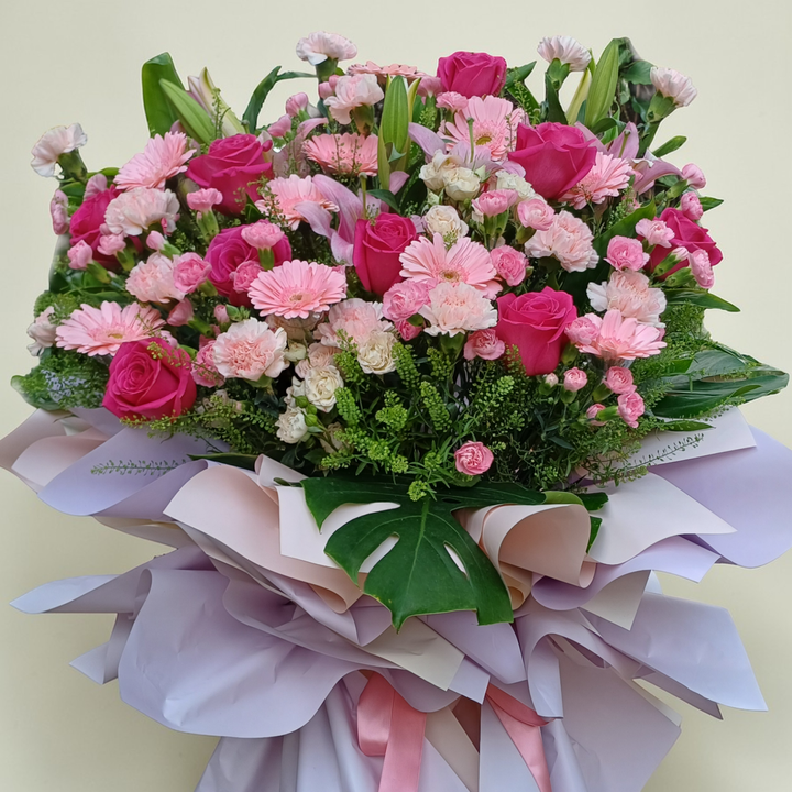 Everlasting Success lilies, rose and carnation grand opening stand with delivery in Kuala Lumpur and Selangor