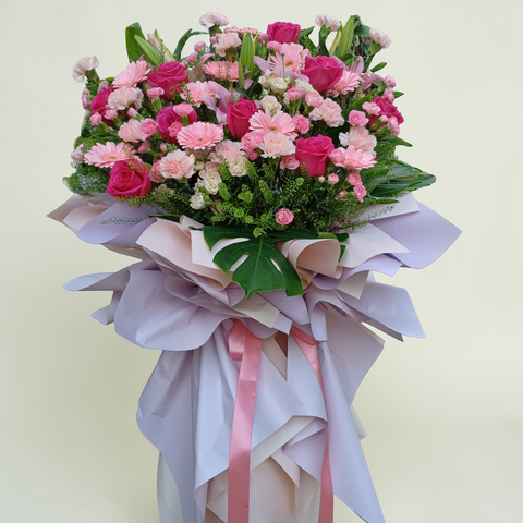 Everlasting Success lilies, rose and carnation grand opening stand with delivery in Kuala Lumpur and Selangor