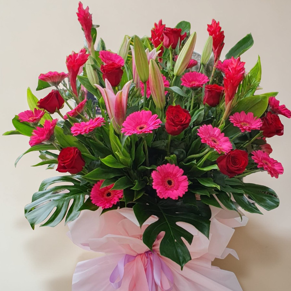 lilies-rose-redAbundance Wishes lilies, rose and red ginger grand opening stand with delivery in Kuala Lumpur and Selangor-ginger-grand-opening-stand-delivery-kl-selangor-1