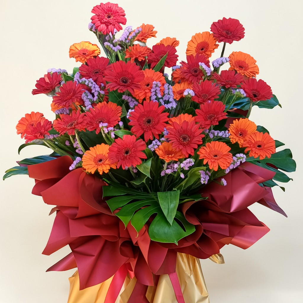 Prosperity Bloom gerbera and statice grand opening stand with delivery in Kuala Lumpu and Selangor
