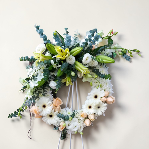 Restful Peace condolence and funeral flowers sympathy stand with delivery in Kuala Lumpur and Selangor
