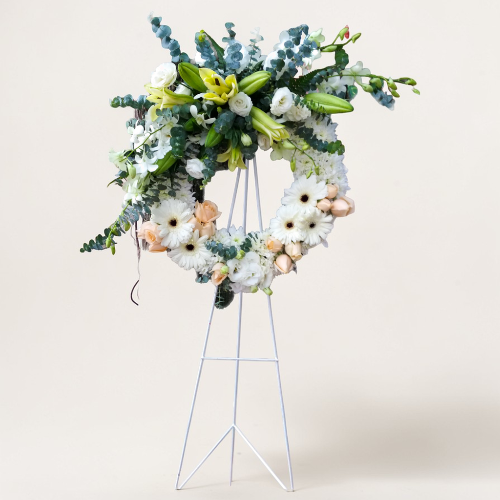 Restful Peace condolence and funeral flowers sympathy stand with delivery in Kuala Lumpur and Selangor