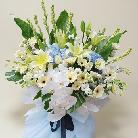 Ivory Consolation condolence and funeral flowers sympathy stand with delivery in Kuala Lumpur and Selangor