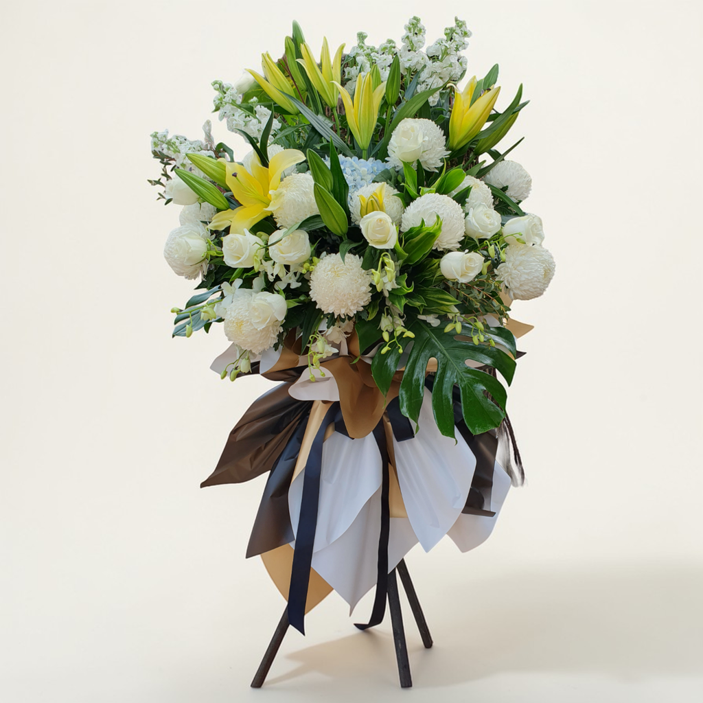 Forever Remembered condolence and funeral flowers sympathy stand with delivery in Kuala Lumpur and Selangor