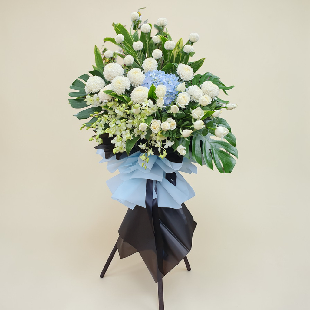 Peaceful Remembrance condolence and funeral flowers sympathy stand with delivery in Kuala Lumpur and Selangor