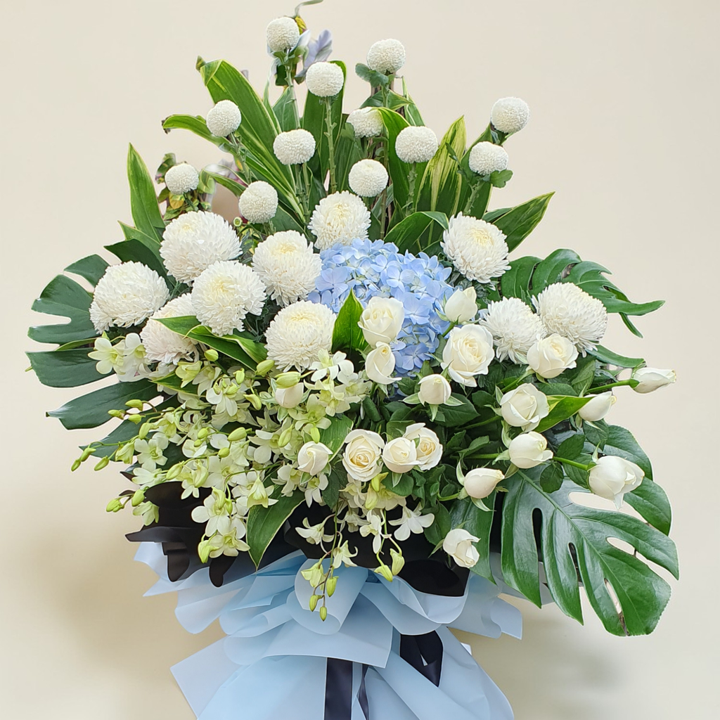 Peaceful Remembrance condolence and funeral flowers sympathy stand with delivery in Kuala Lumpur and Selangor