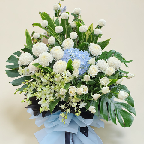 Peaceful Remembrance condolence and funeral flowers sympathy stand with delivery in Kuala Lumpur and Selangor