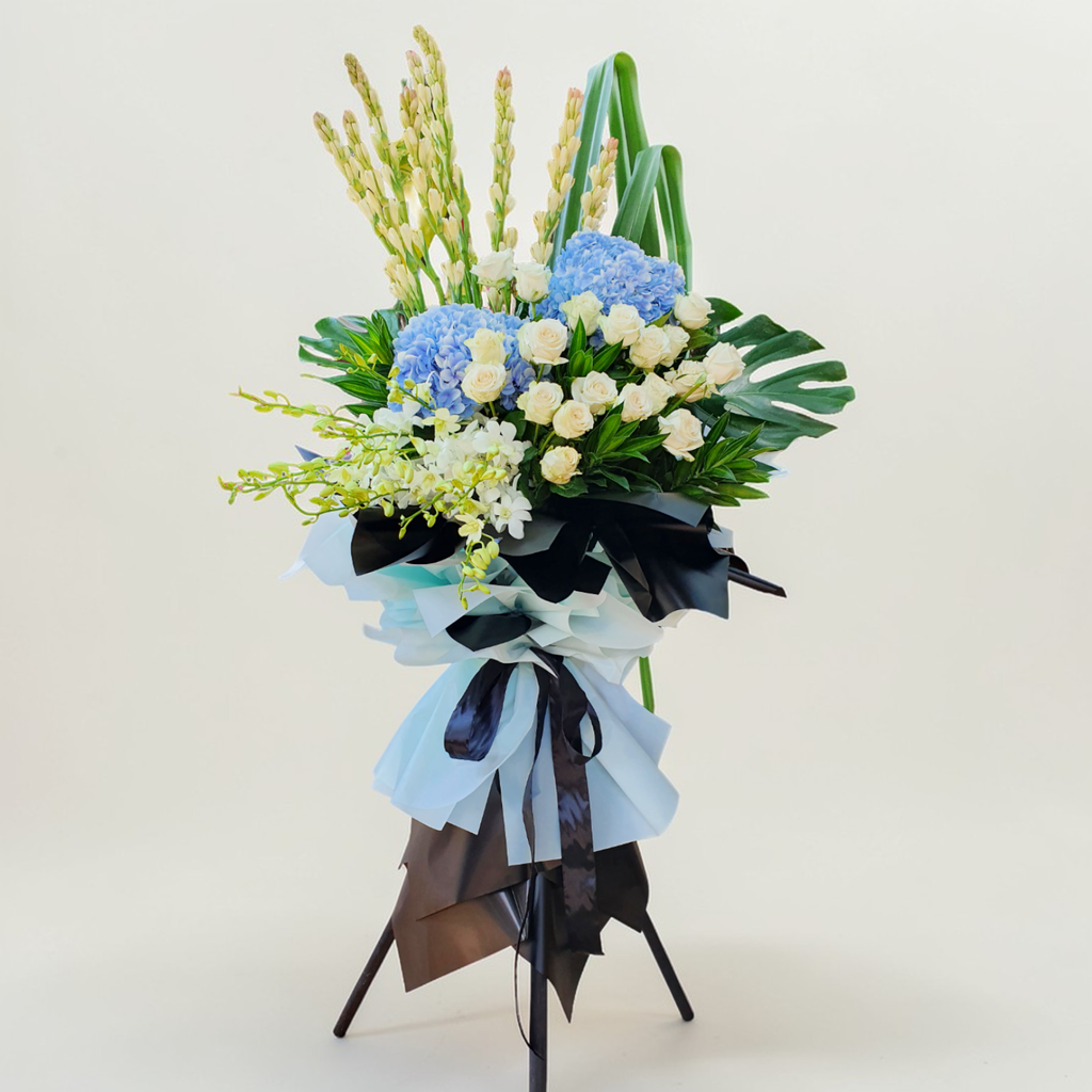 Angel’s Embrace condolence and funeral flowers sympathy stand with delivery in Kuala Lumpur and Selangor