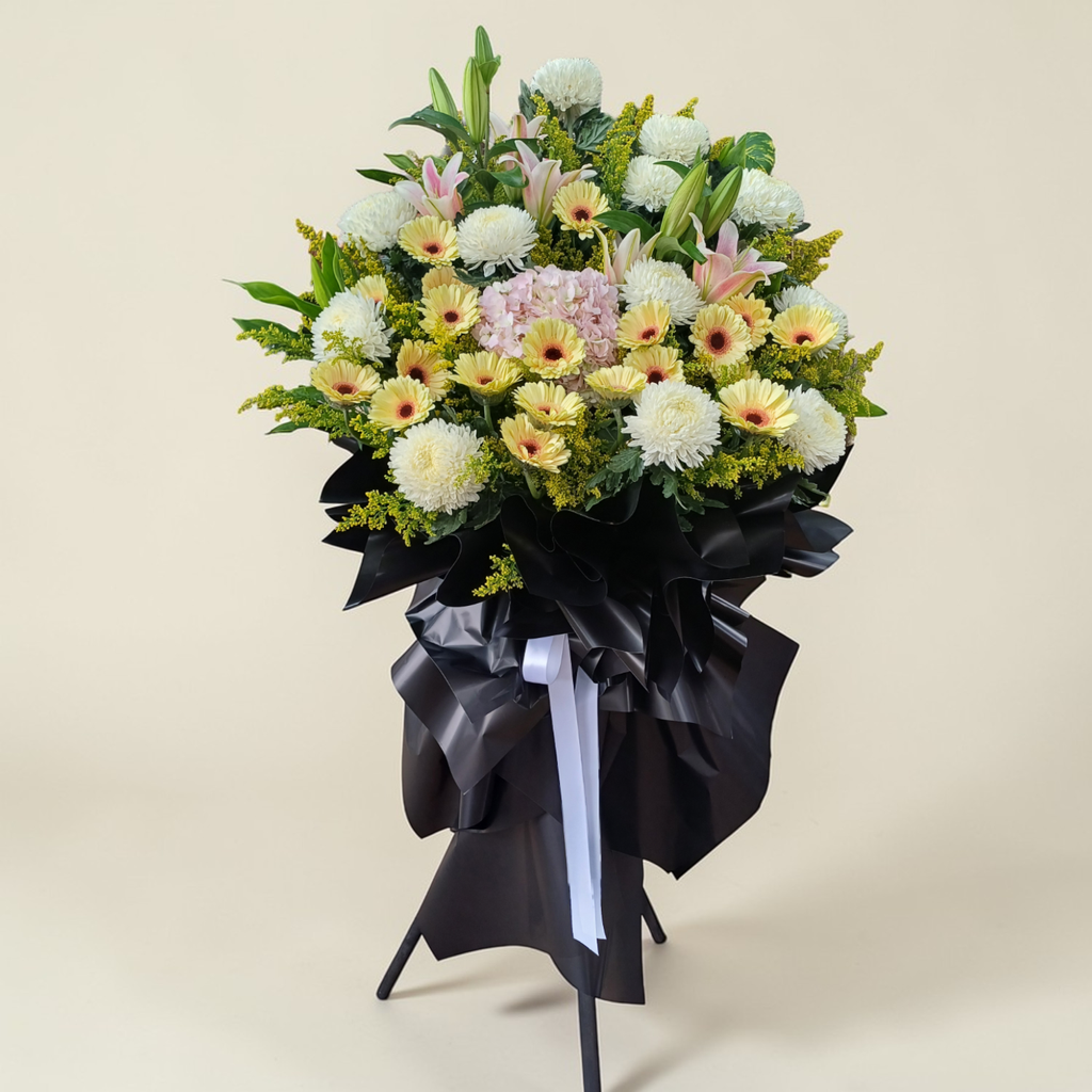 Gentle Farewell condolence and funeral flowers sympathy stand with delivery in Kuala Lumpur and Selangor
