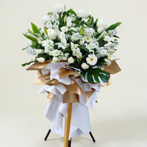 Serene Tribute condolence and funeral flowers sympathy stand with delivery in Kuala Lumpur and Selangor