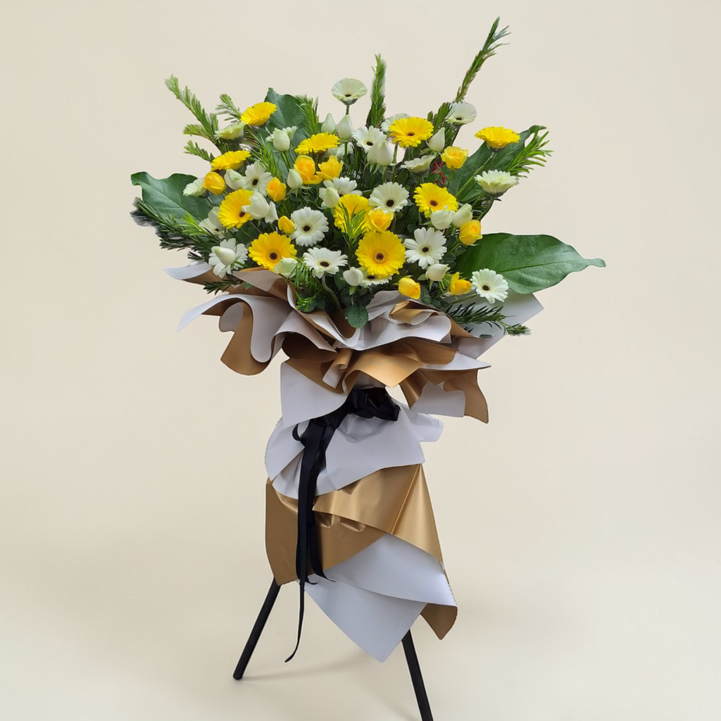 Golden Tribute condolence and funeral flowers sympathy stand with delivery in Kuala Lumpur and Selangor