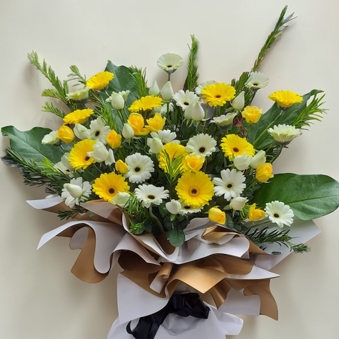 Golden Tribute condolence and funeral flowers sympathy stand with delivery in Kuala Lumpur and Selangor