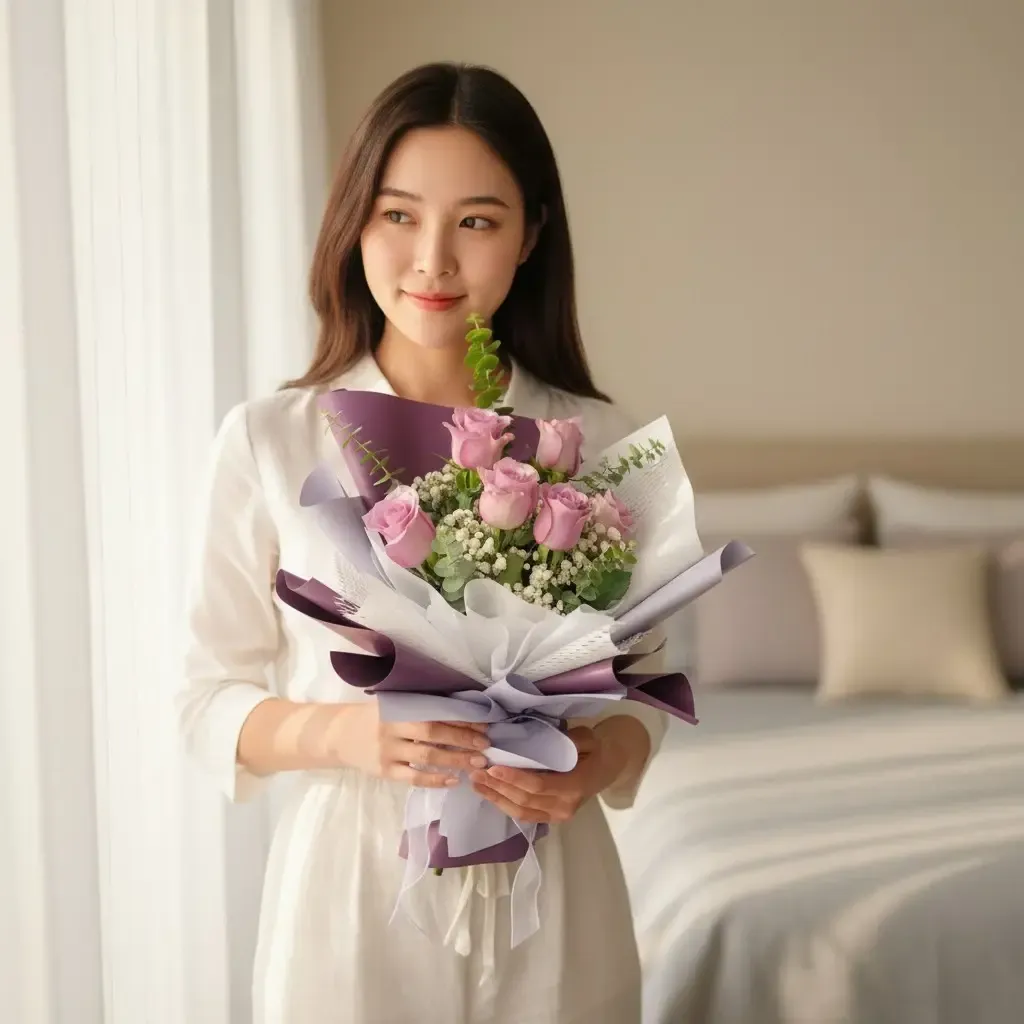 Love Story baby’s breath and rose hand bouquet for birthday or anniversary with delivery in Kuala Lumpur and Selangor