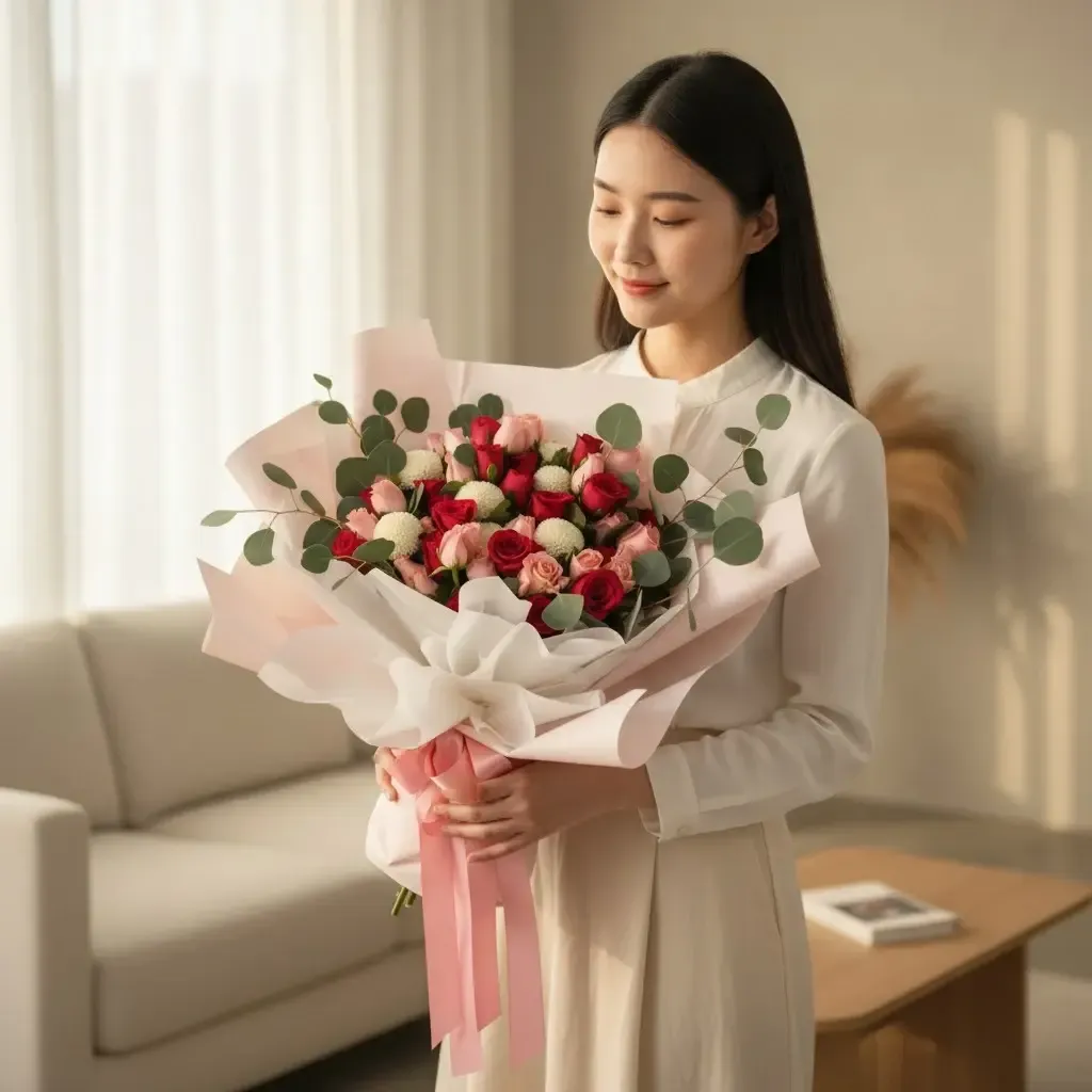 Charming Blossom rose and ping pong hand bouquet for birthday or anniversary with delivery to Kuala Lumpur and Selangor