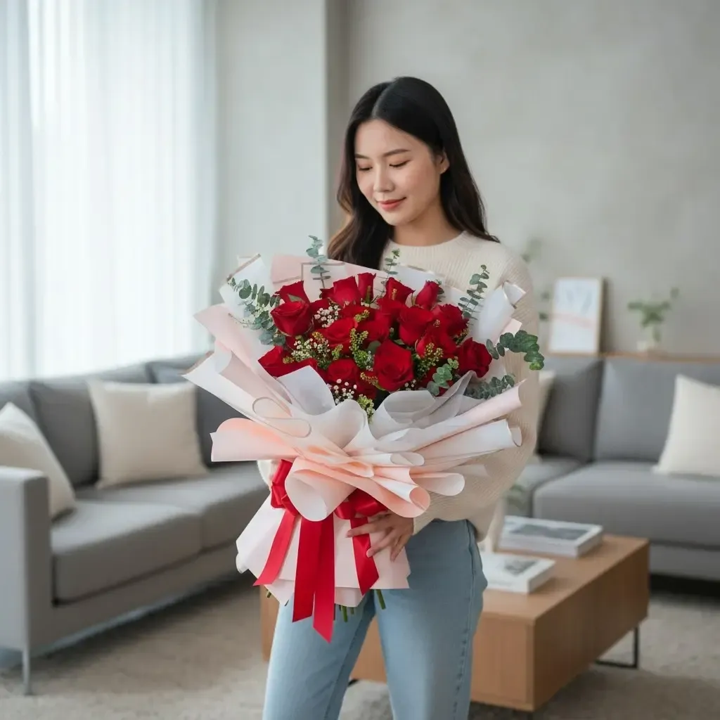 Graceful Glow rose hand bouquet for birthday or anniversary with delivery in Kuala Lumpur and Selangor