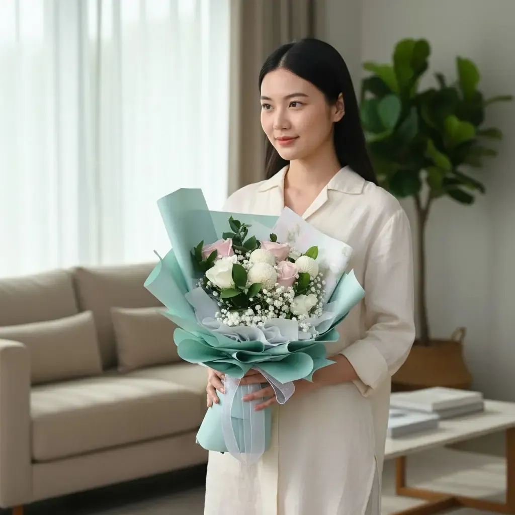Rosy Delight ping pong and rose hand bouquet for birthday or anniversary with delivery in Kuala Lumpur and Selangor