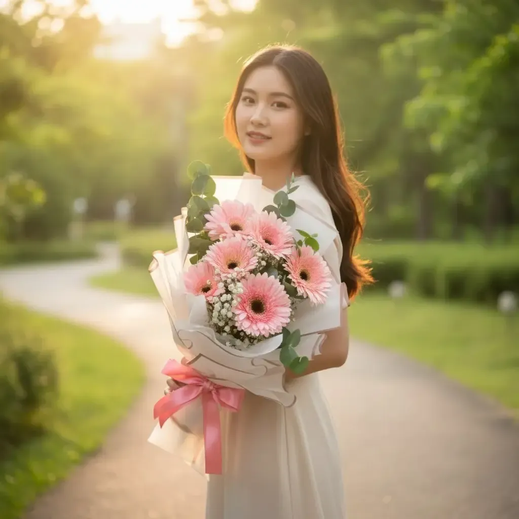 Sweet Harmony gerbera and baby breath’s hand bouquet for birthday or anniversary with delivery in Kuala Lumpur and Selangor