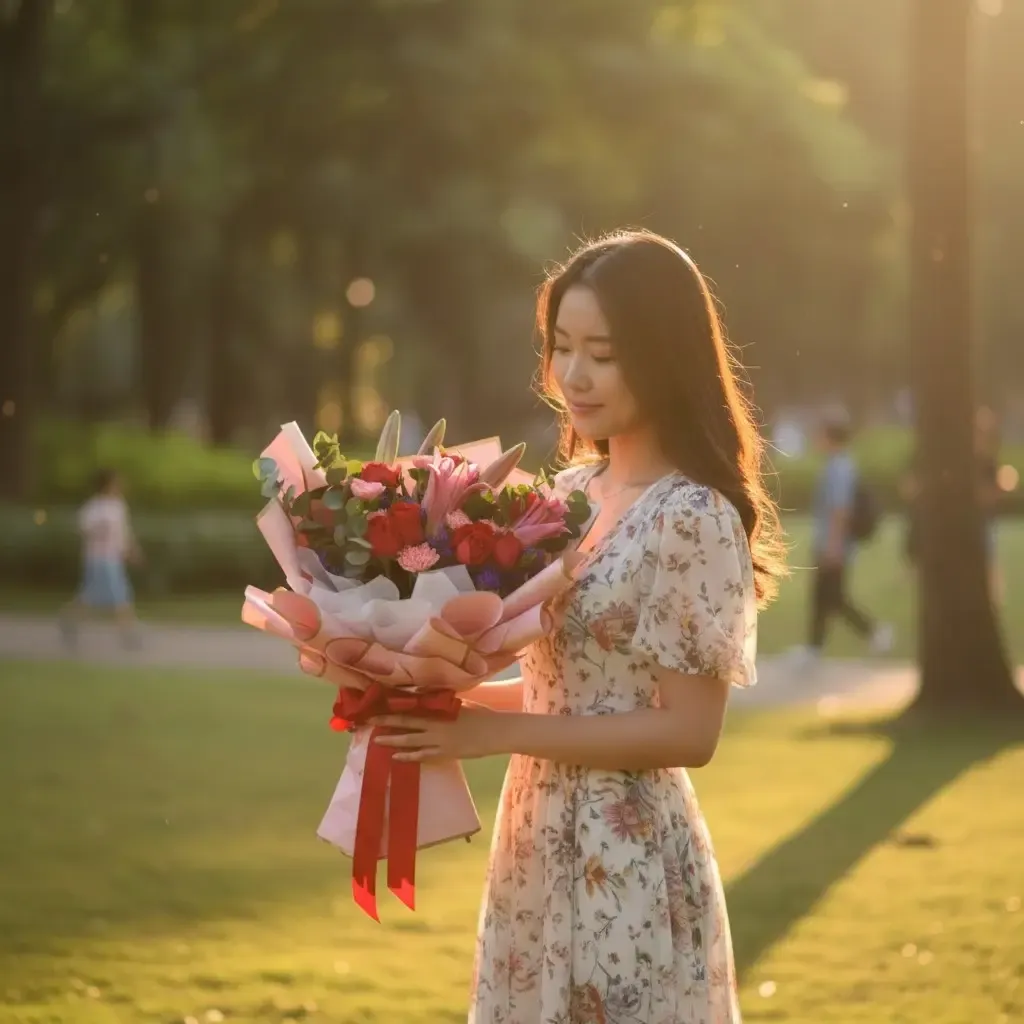 Moonlight Whisper lilies, carnation and rose hand bouquet for birthday or anniversary with delivery in Kuala Lumpur and Selangor