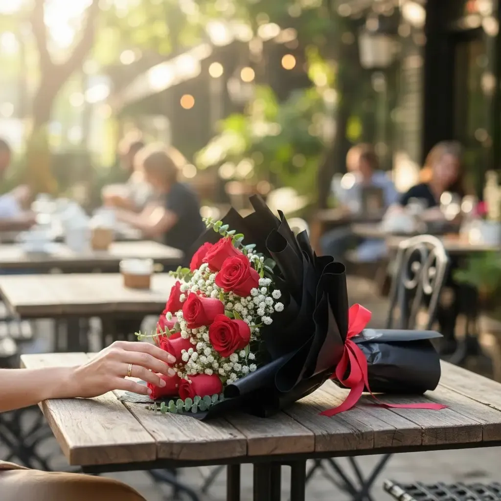 Eternal Devotion rose, baby’s breath and eucalyptus hand bouquet for birthday or anniversary with delivery In Kuala Lumpur and Selangor