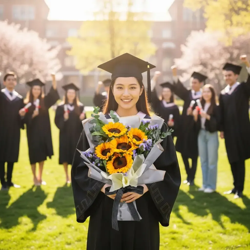 Proud Achievement sunflower bouquet for university graduation with delivery in Kuala Lumpur and Selangor