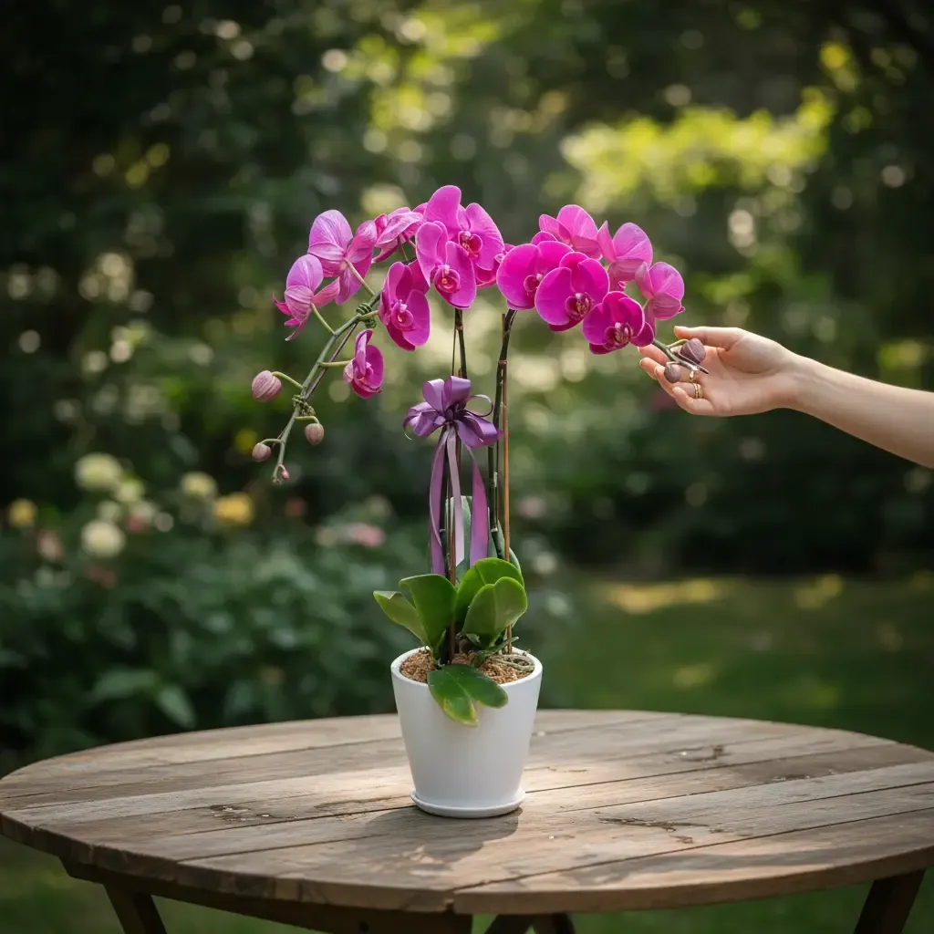 Graceful Garden phalaenopsis orchid table arrangement for birthday or anniversary with delivery in Kuala Lumpur and Selangor