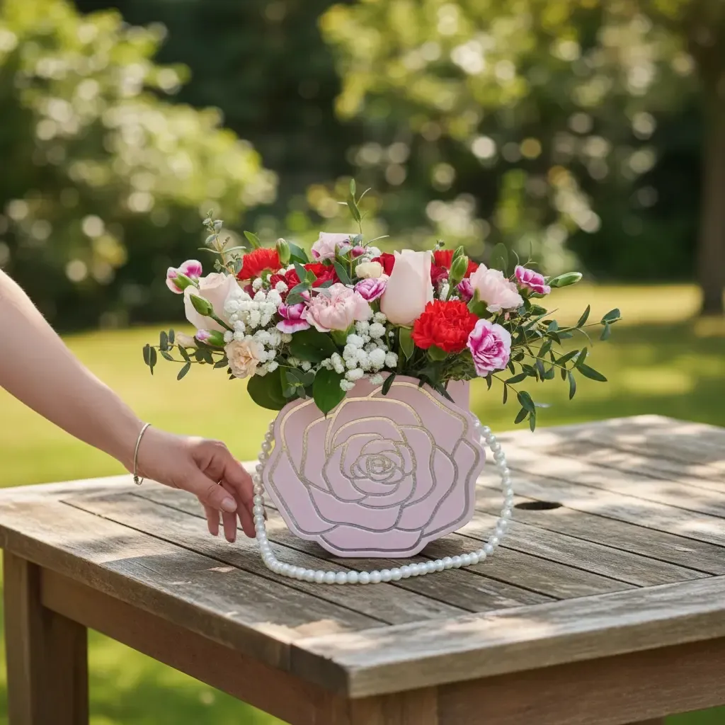 Floral Treasure rose and carnation table arrangement for birthday or anniversary with delivery in Kuala Lumpur and Selangor