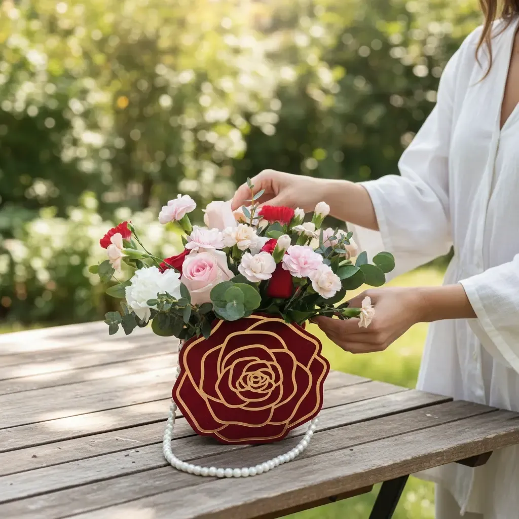 Floral Treasure rose and carnation table arrangement for birthday or anniversary with delivery in Kuala Lumpur and Selangor