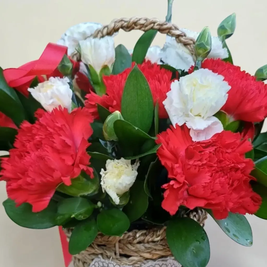 Petal Glow carnations and spray carnations table arrangement for Mother's Day or birthday with delivery in Kuala Lumpur and Selangor