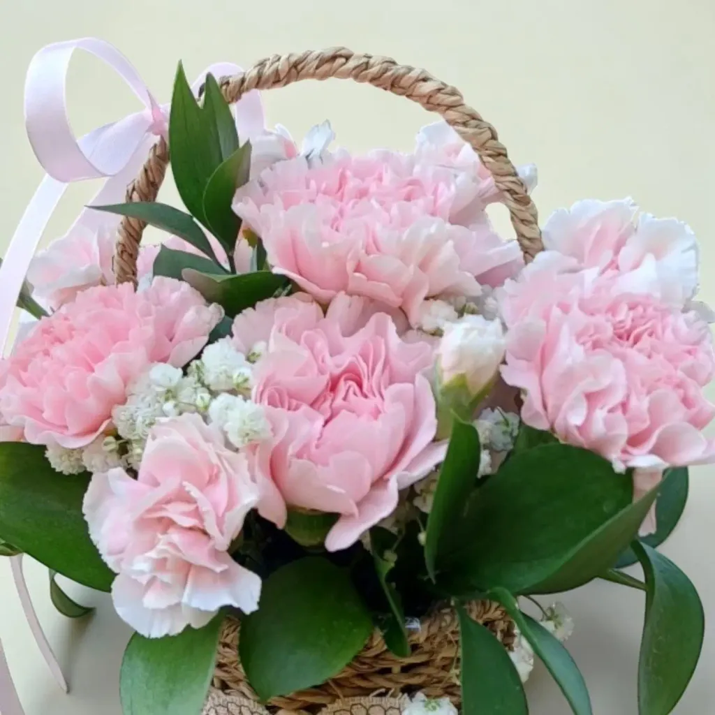 Petal Glow carnations and spray carnations table arrangement for Mother's Day or birthday with delivery in Kuala Lumpur and Selangor