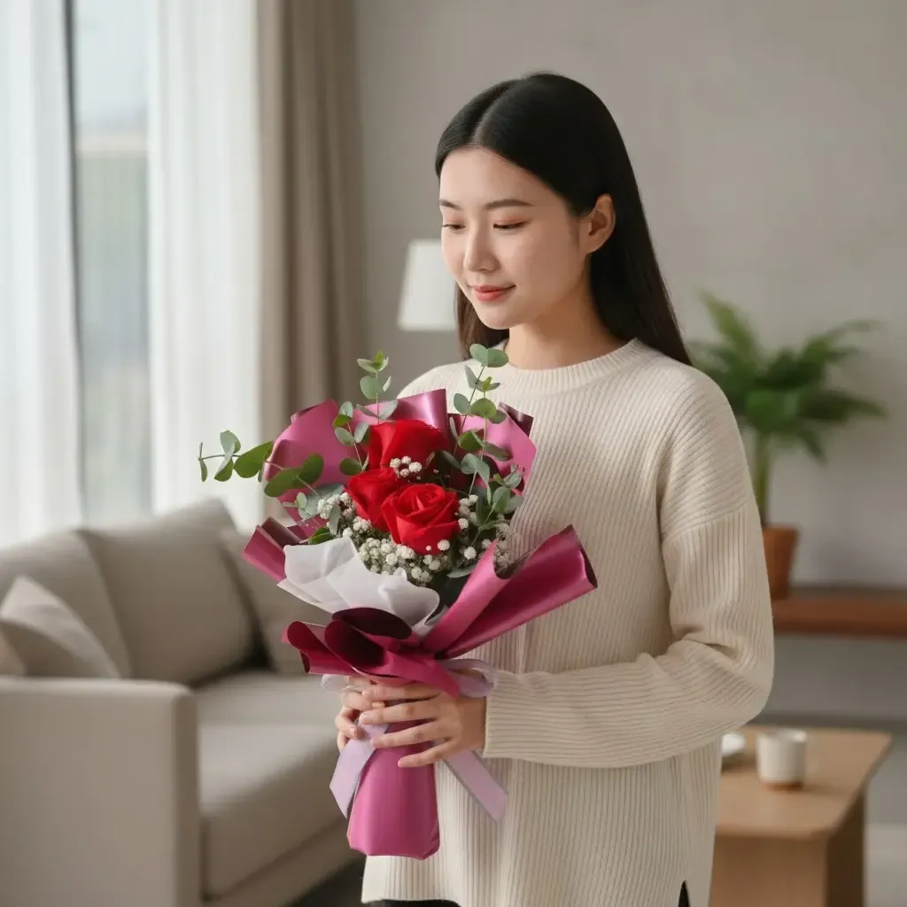 Ever After baby’s breath and rose hand bouquet for birthday or anniversary with delivery in Kuala Lumpur and Selangor