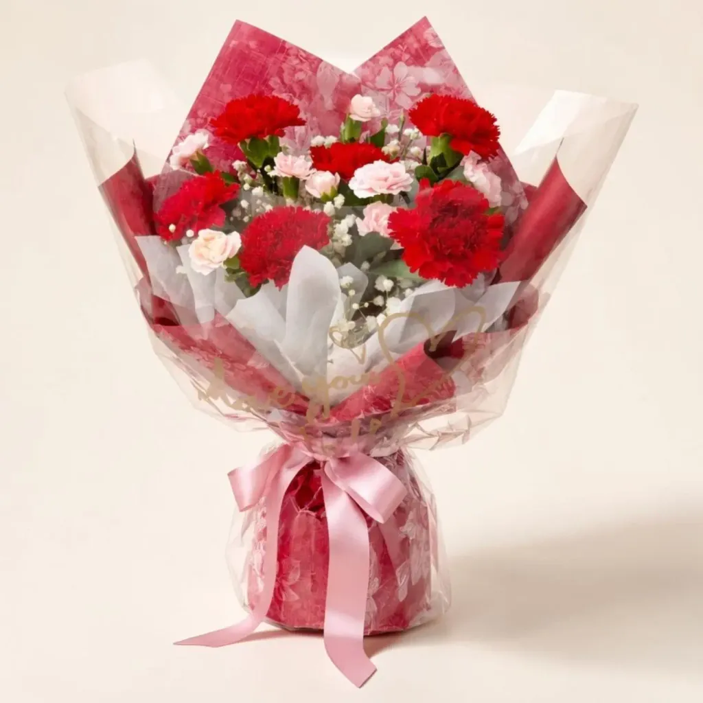 Blush Garden carnations and spray carnations hand bouquet for Mother's Day or birthday with delivery in Kuala Lumpur and Selangor