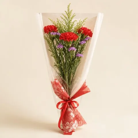Elegant Blossom carnation hand bouquet for Mother's Day, birthday or anniversary with delivery in Kuala Lumpur and Selangor