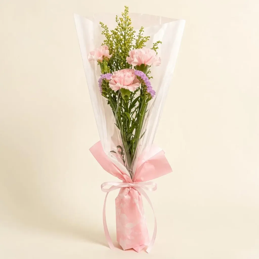 Elegant Blossom carnation hand bouquet for Mother's Day, birthday or anniversary with delivery in Kuala Lumpur and Selangor