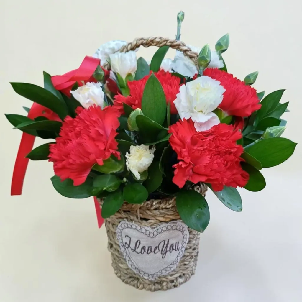 Petal Glow carnations and spray carnations table arrangement for Mother's Day or birthday with delivery in Kuala Lumpur and Selangor