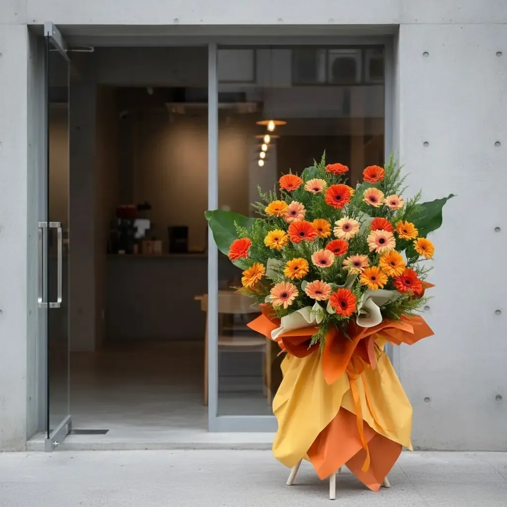Golden Success gerbera grand opening stand with delivery in Kuala Lumpur and Selangor