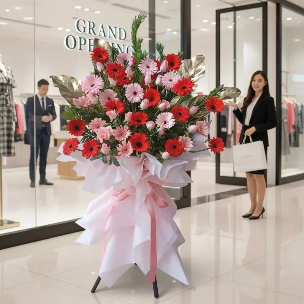 Flourishing Future gerbera and rose grand opening stand with delivery in Kuala Lumpur and Selangor