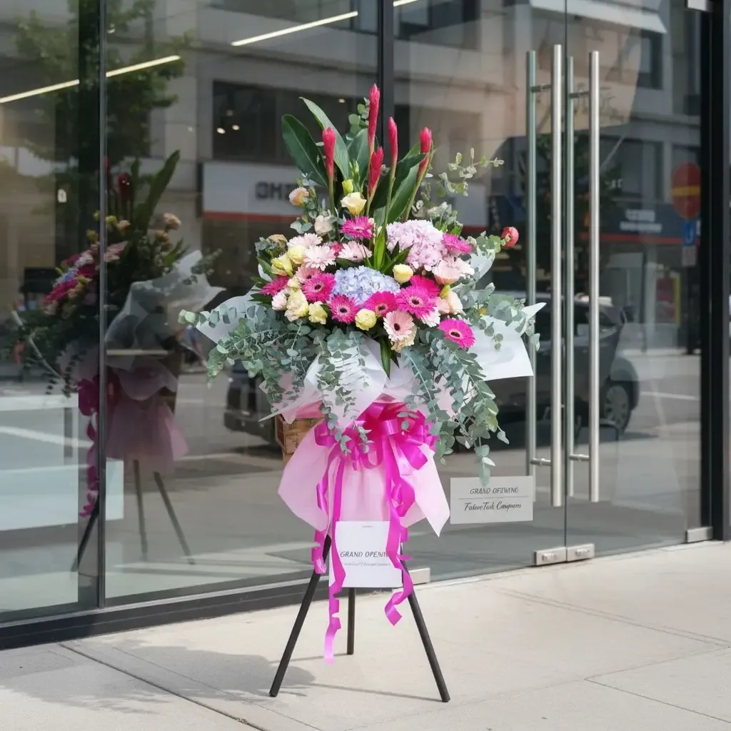 Prosperous Horizons hydrangea, ginger flower and eustoma grand opening stand with delivery in Kuala Lumpur and Selangor