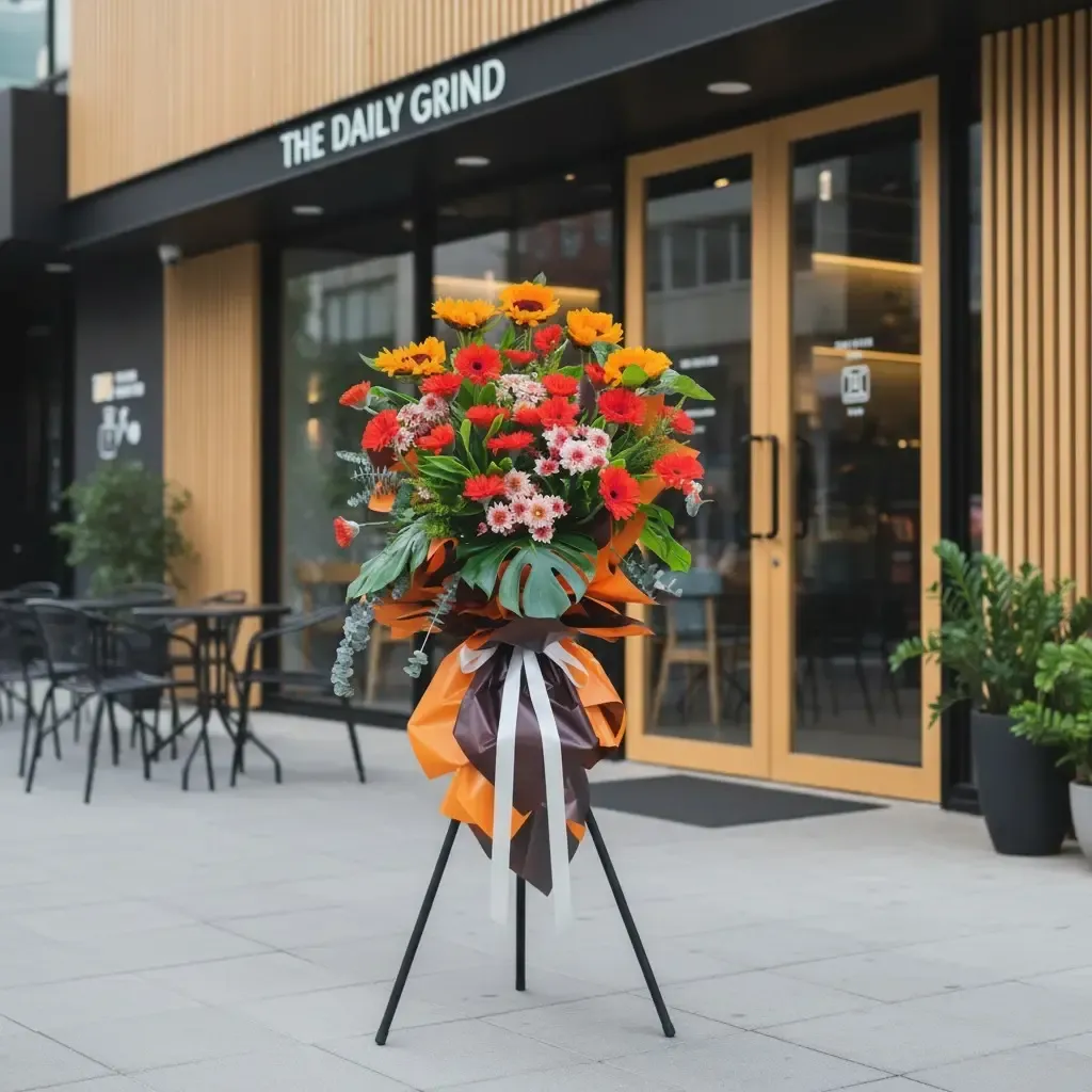 Thriving Ventures sunflower and chrysanthemum grand opening stand with delivery in Kuala Lumpur and Selangor