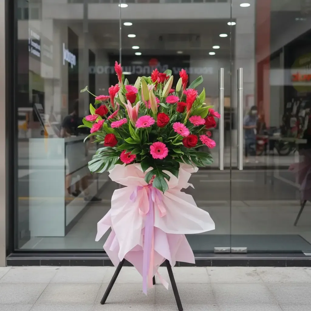Abundance Wishes lilies, rose and red ginger grand opening stand with delivery in Kuala Lumpur and Selangor