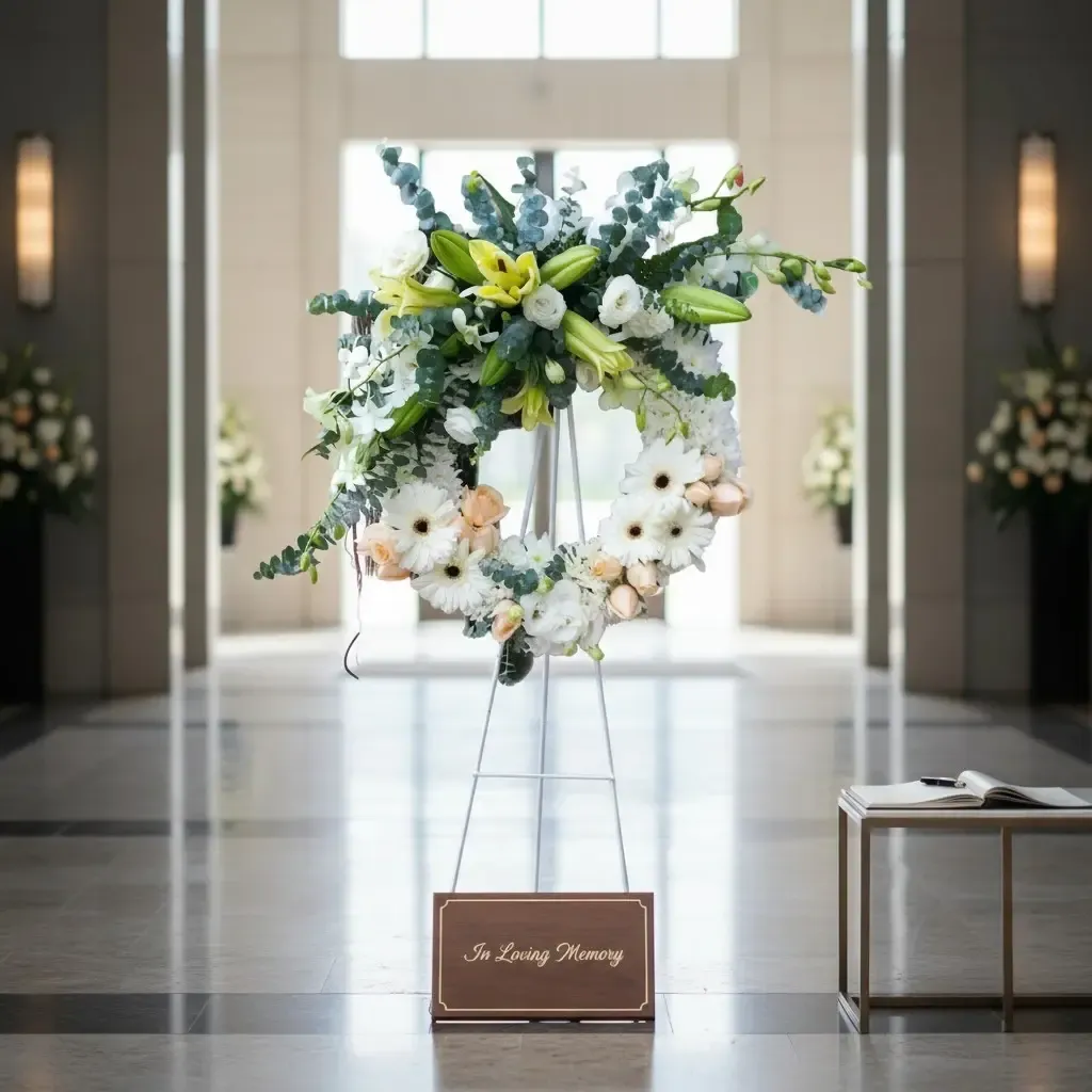 Restful Peace condolence and funeral flowers sympathy stand with delivery in Kuala Lumpur and Selangor
