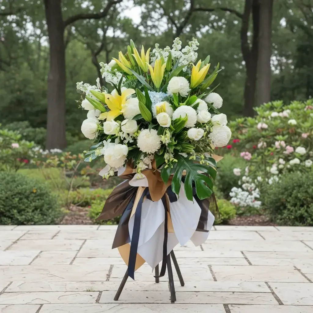 Forever Remembered condolence and funeral flowers sympathy stand with delivery in Kuala Lumpur and Selangor